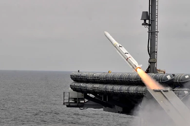 Anti aircraft Missile, Sea Sparrow Is Launched From USS Carl ...