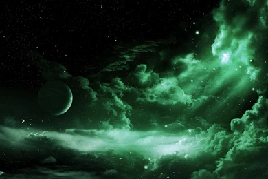Clouds Green Outer Space Planets Stars Wallpapers   (