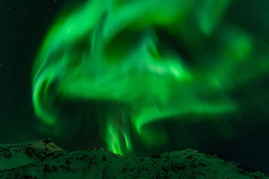 Aurora Borealis Northern Lights Night Green Stars Mountains ...