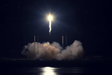 Download Wallpapers Spacex, Falcon 9, Dragon Fire. Missile Launch ...