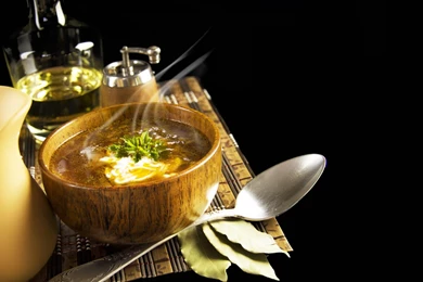 Soup Green Cream Spoon Bay Leaf Jug Table Wallpapers