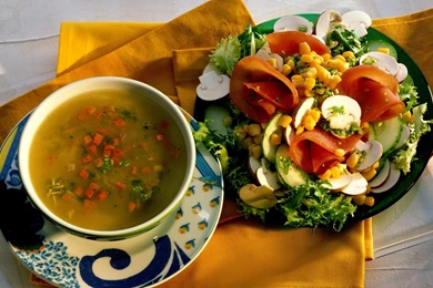 Download Wallpapers 2560x1600 Soup, Salad, Vegetables, Plate ...