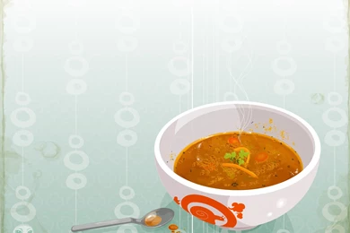 3D ART SOUP BOWL WALLPAPER   (