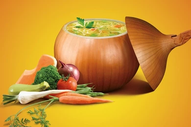 Download Wallpapers 2048x1152 Onions, Vegetables, Soup, Cover ...
