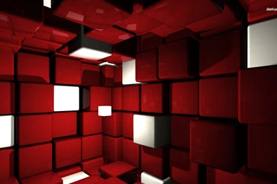 Red And White Cube Room Wallpapers 3D Wallpapers