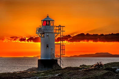 Lighthouses: Lighthouse Sunset Sea Sky Coastline Clouds Colors ...