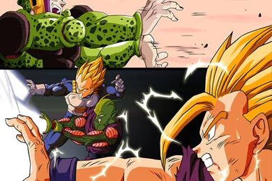 Cell Vs Gohan, Vegeta Y Piccolo