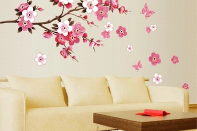 Aliexpress.com : Buy China Style Red Peach Flowers Vinyl Wall ...