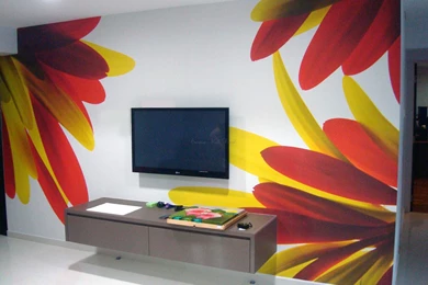 Interior: Charming Yellow Red Flower Wallpapers Design In Best ...
