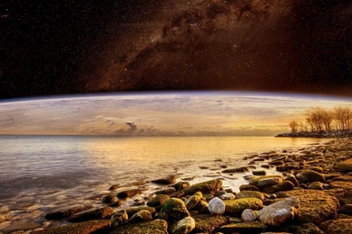 Planet Alien Landscape Ocean Stars Fantasy Wallpapers