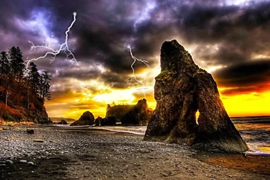 Beach Lightning Thunder Roar – Nature Beaches HD Desktop Wallpapers