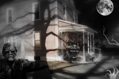 SPOOKY GHOSTLY HAUNTED HOUSE SCARY WALLPAPER (