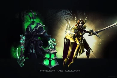 SpeedArt] LoL Wallpapers "Tresh Vs. Leona"   YouTube