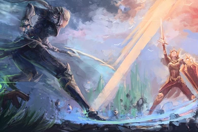 Leona Fighting Diana In League Of Legends HD Desktop Wallpapers ...