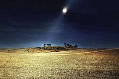 Beams Rays Moonlight Moon Night Sky Landscapes Fields Farm Wheat ...