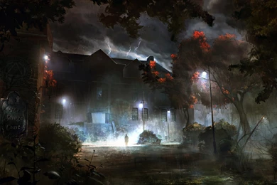 Download Wallpapers 1920x1080 Rain, House, Wood, Lightning, Sign ...