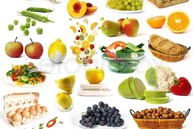 Healthy Food Collection Isolated On White Backgrounds