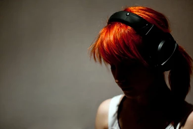 1366x768 Red, Girl, Hayley Williams, Headphones, Rude Wallpapers ...
