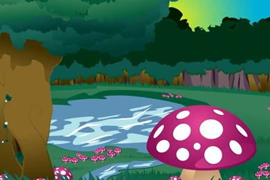 Cartoon Mushrooms Landscape