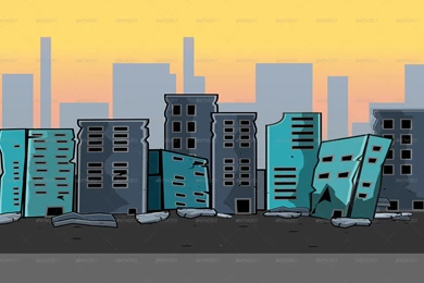 Destroyed City  Game Backgrounds