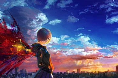 Download Wallpapers 3840x2160 Tokyo Ghoul, Kirishima Touka, City ...