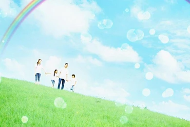 Family In The Glassland With Ranbow In Bule Sky Wallpapers ...