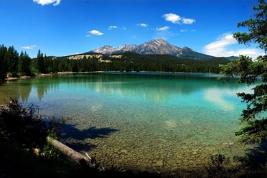 Wallpapers Lake Canada Sky Lake Edith Jasper National Park Nature ...