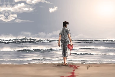 Beach Clouds Water Sky Beach Boy Heart Ocean Mood Art Blood F ...