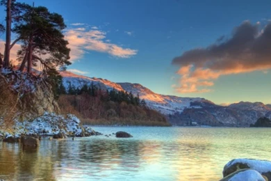 Nature Mountain Lake Sunset Landscape iPad Wallpapers Download ...