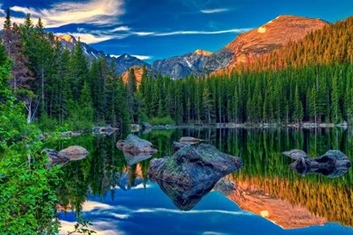 Mountain Lake Daytime HD Desktop Wallpapers : Widescreen : High ...