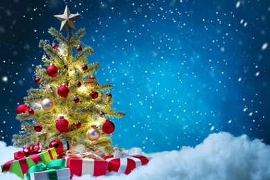 Tree, Gifts, Happy, Holidays, Merry, New, Year Wallsus.com