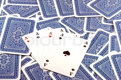 Four Aces In Backgrounds Scattered Playing Card Back Stock Photo