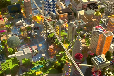 Download Wallpapers 3840x1200 Minecraft, City, Houses, Sunlight ...