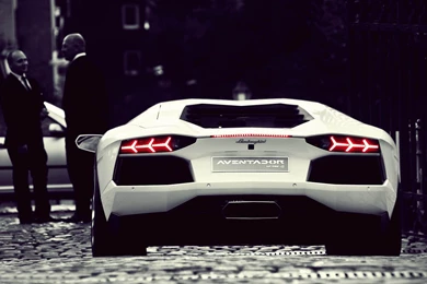 Classy White Lamborghini Aventador, Rear View 1920x1080 Full ...