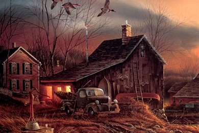 Wallpapers Water Fall Terry Redlin Art Desktop 1024x768