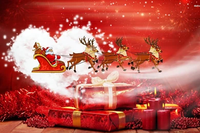Santa Claus Flying Above The Gifts Wallpapers   Holiday Wallpapers ...