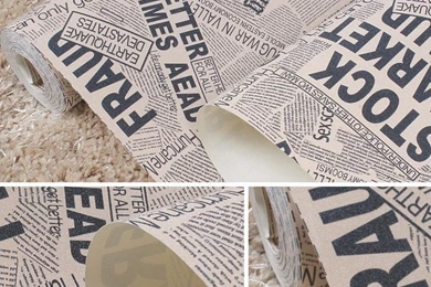 Vintage Newspaper Wallpapers Washable Pvc Whole Living Room ...