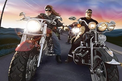 Cartoons Bikes Chopper Beard Motorbikes Bikers Harley Davidson ...