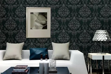 Black Damask Wallpapers Silver 3D Wall Mural Luxury Waterproof ...