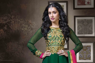 Shraddha Kapoor Green Anarkali Wallpapers