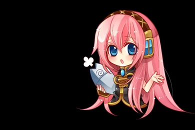 Headphones Vocaloid Blue Eyes Fish Megurine Luka Long Hair Pink ...
