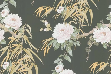 Brewster Dark Green Bamboo Floral Wallpapers   15489329   Overstock ...