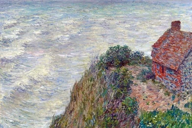 Paintings Houses Claude Monet Impressionism Sea Wallpapers