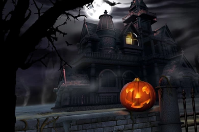 Download Wallpapers 2560x1440 Halloween, Pumpkin, Lantern, House ...