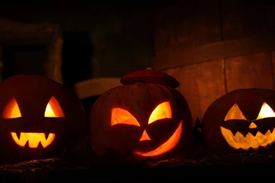 Download Wallpapers 2560x1440 Halloween, Holiday, Night, Pumpkin ...