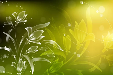 Green Translucent Flowers Wallpapers