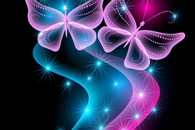 Download Wallpapers 1024x1024 Butterflies, Neon, Light, Abstract ...