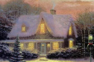 CHRISTMAS COTTAGE WALLPAPER   (