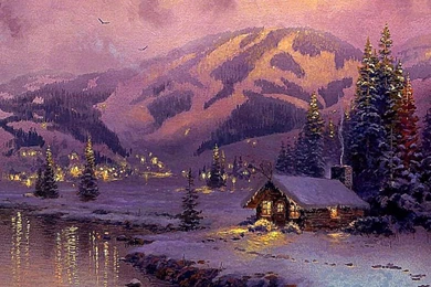 Thomas Kinkade Christmas Cottage Wallpaper Images