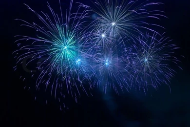 Blue Fireworks On The Black Sky Backgrounds Stock Photo